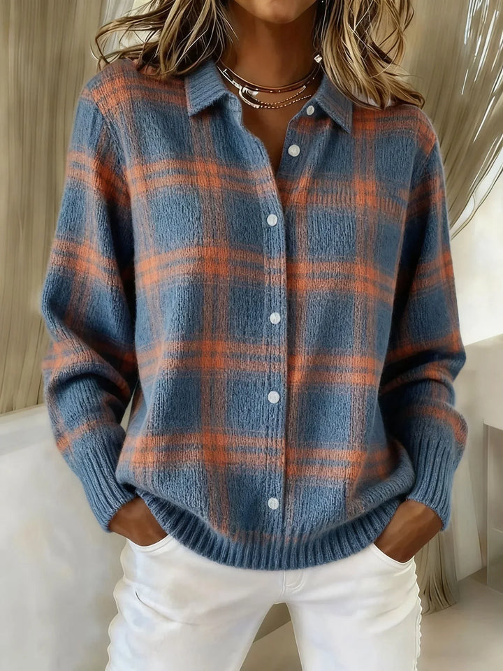Victoria | Casual Contrast Checkered Retro Sweater