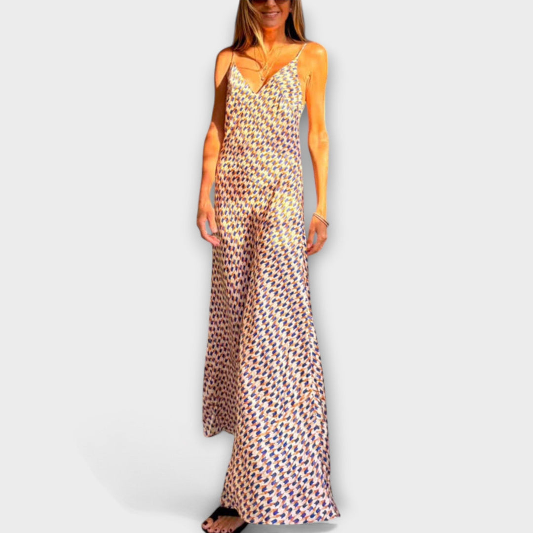 Tove - Stylish Geometric Print Maxi Dress