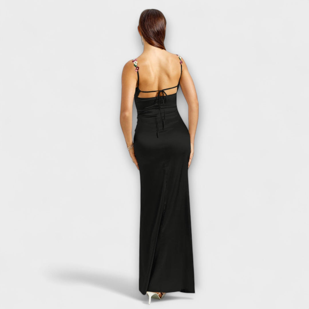 Eira - Embellished Satin Dress with Back Lacing