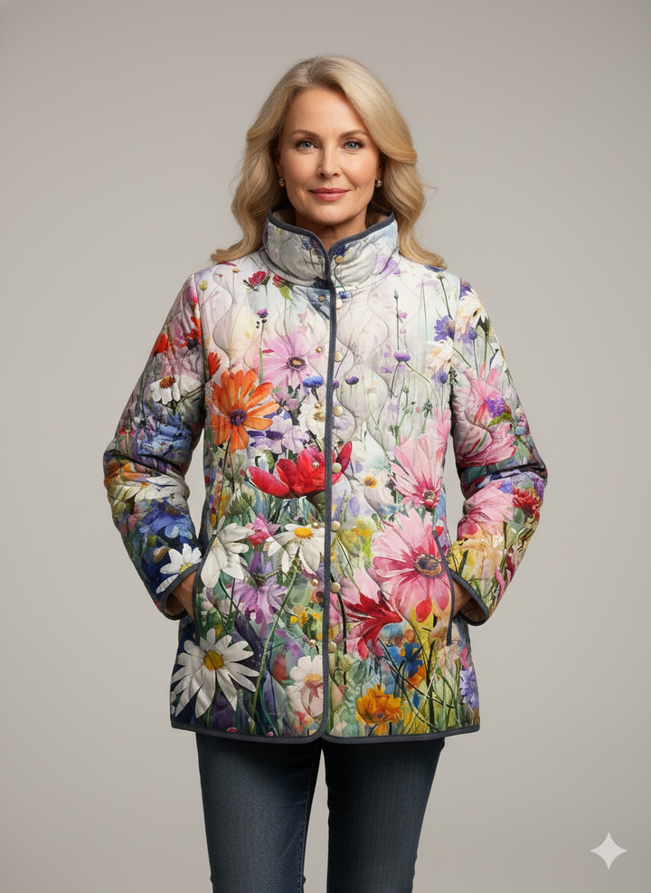 Alexa | Charming Floral Print Quilted Jacket for Women - Vintage Casual Style